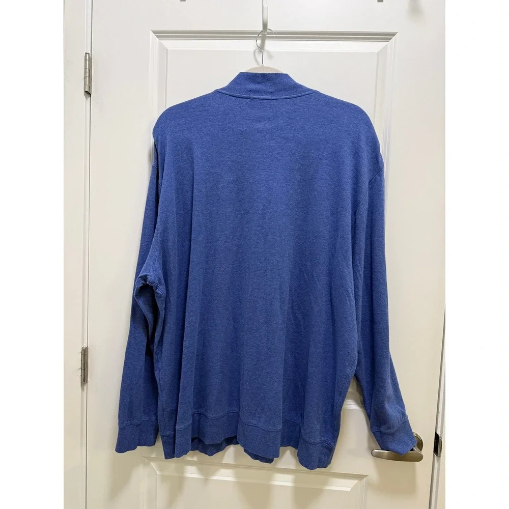 Polo Ralph Lauren Mens 2XB Heather Blue Quarter Zip Pullover Pony Logo Sweater